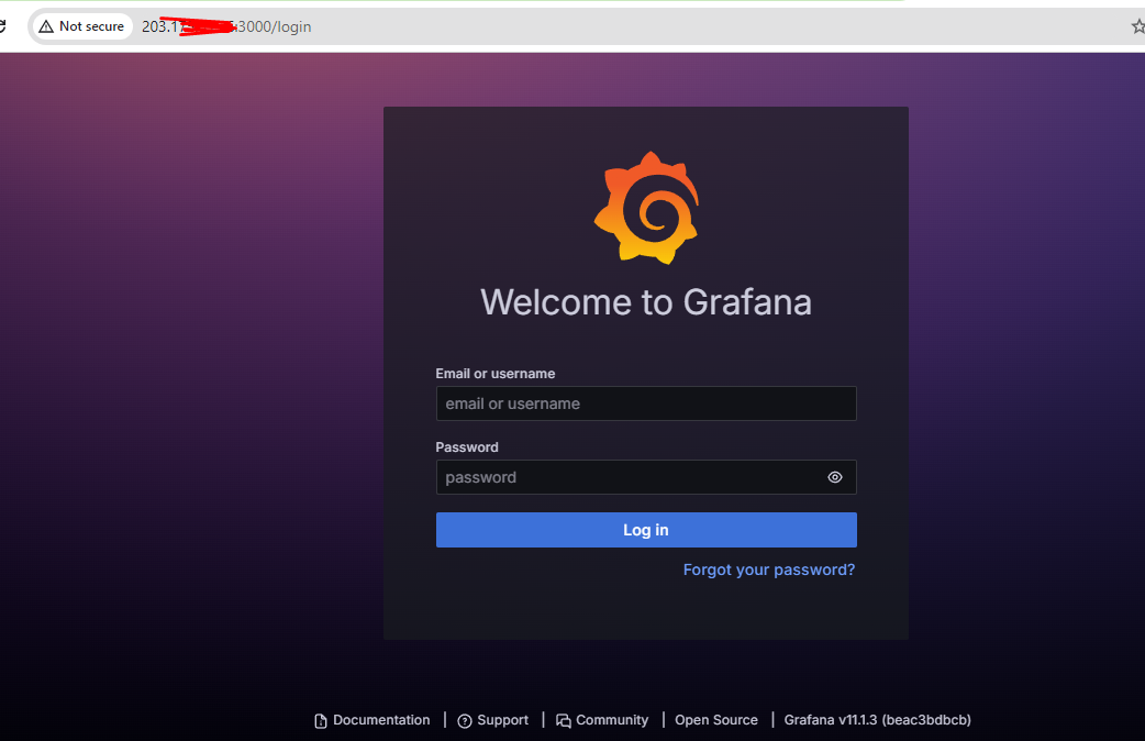 login grafana monitoring server