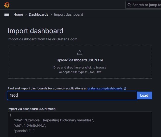 import dashboard node exporter